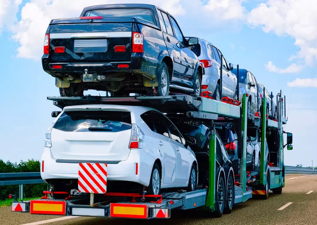 A car carrier with vehicles on it